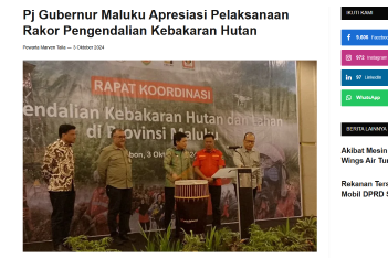 Pj Gubernur Maluku Apresiasi Pelaksanaan Rakor Pengendalian Kebakaran Hutan